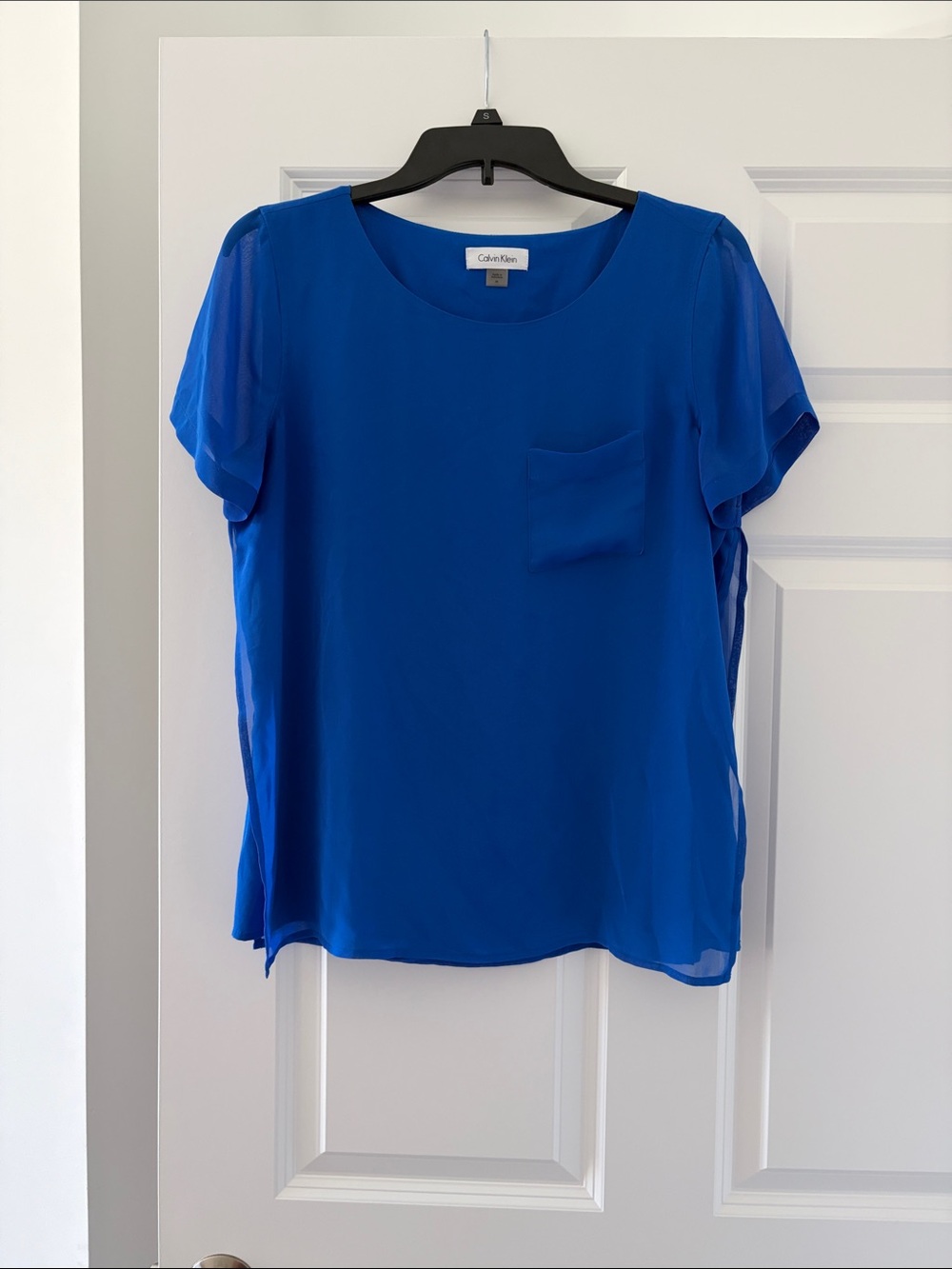 Calvin Klein Cobalt Blue Short Sleeve Pocket Top